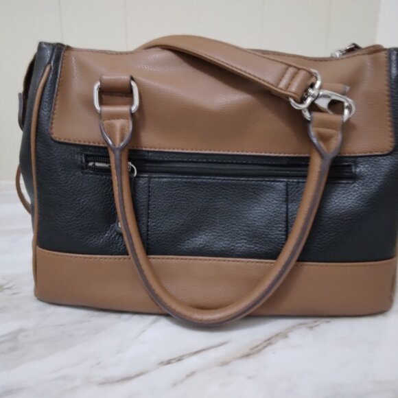 Tignanello | Leather Handbag Shoulder Bag Black Brown Zippered - Picture 5 of 8